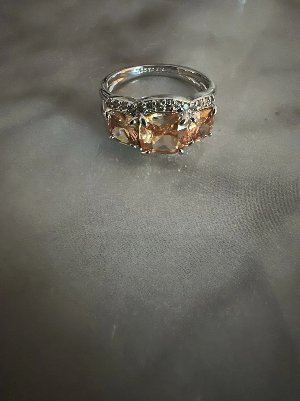 Bomb Party Orange Sapphire Three-Stone Cocktail Ring